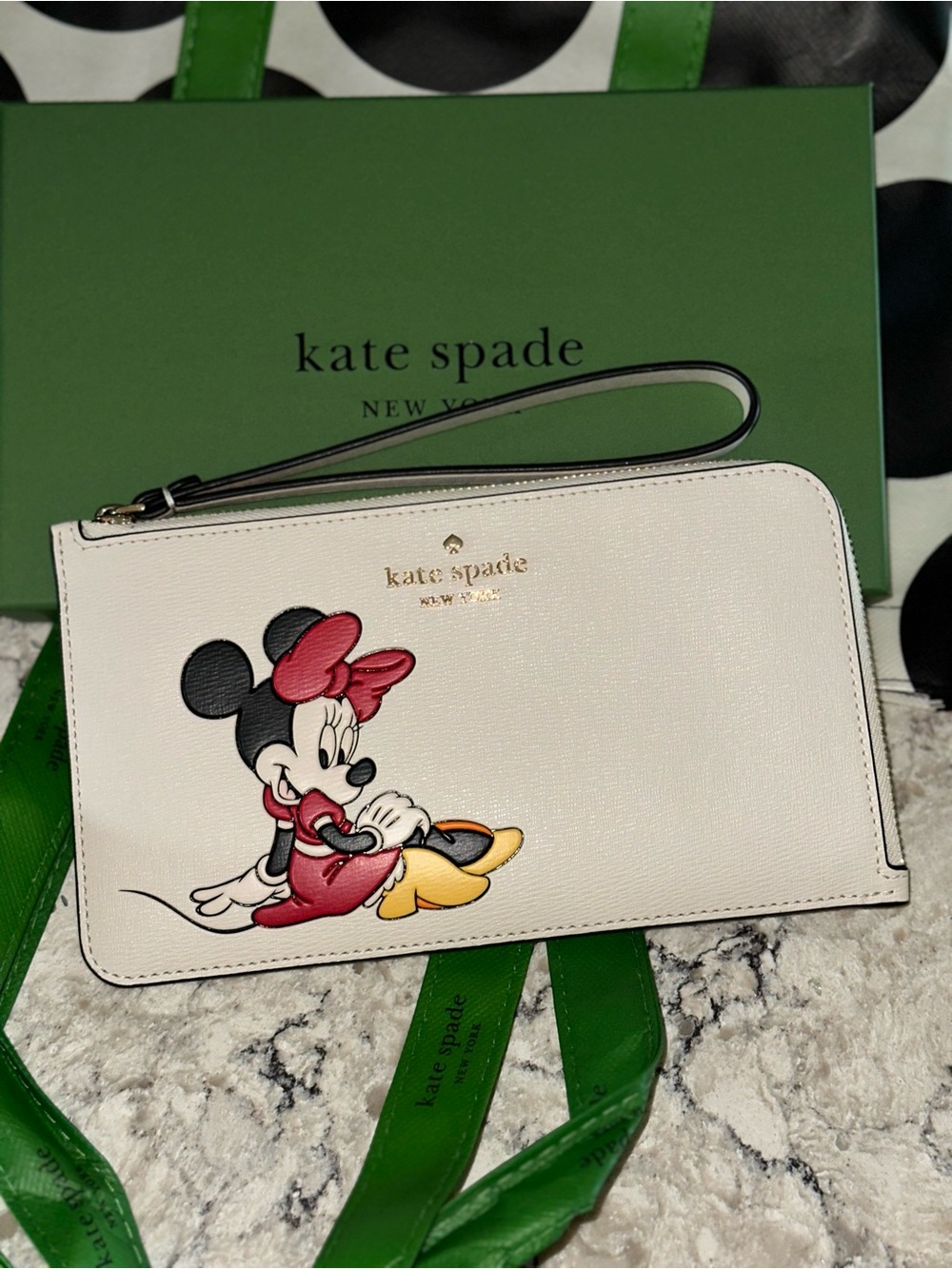 kate spade Cream Minnie Mouse and Chip & dale Wristlet Wallets BUY 2